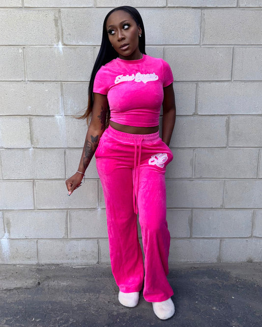 VARSITY VELOUR SET (PINK)