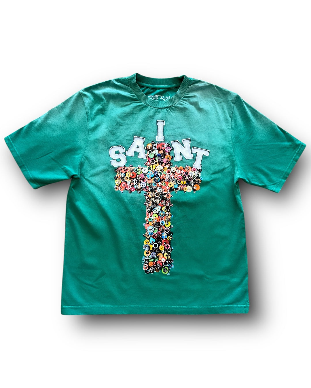 SAINT QUEST BOTTLE CAP T-SHIRT (GREEN WASH)