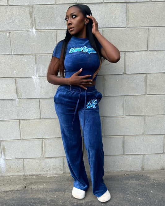 VARSITY VELOUR SET (NAVY)