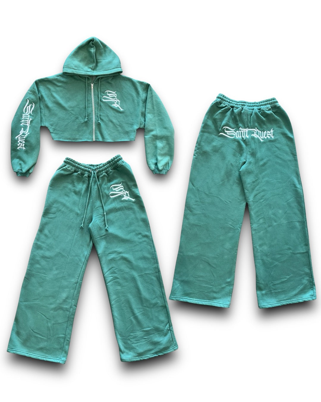 SQ CROPPED JOGGER SET (GREEN)